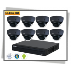 IP Dahua 4mp Ultra Hd Videoovervågning Vandal Dome Black Kamera Sæt 8